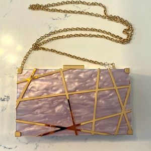 Like Dreams stunning dusty pink and gold box clutch or crossbody bag